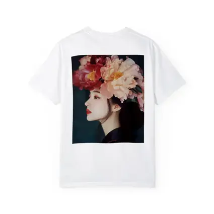 Woman Profile Peony Flower Crown Dark Background
