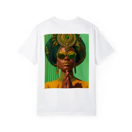 African Woman Gold Jewelry Green Headpiece