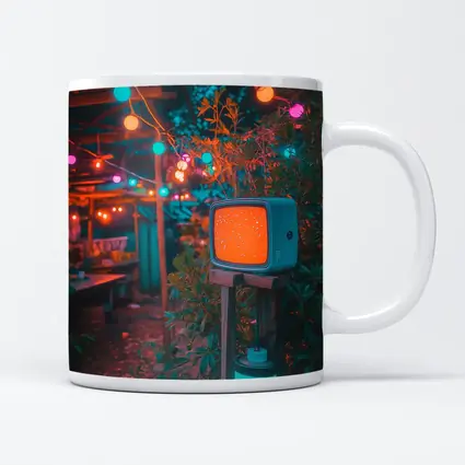 Retro TV Garden Glowing String Lights Night