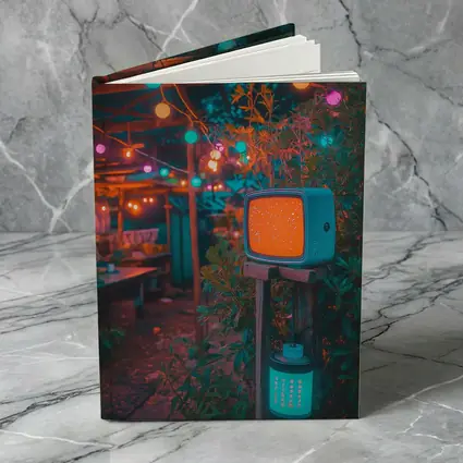 Retro TV Garden Glowing String Lights Night