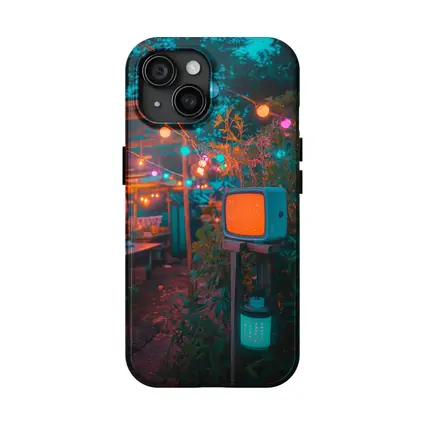 Retro TV Garden Glowing String Lights Night