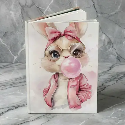 Cool Bunny Girl Blowing Bubblegum Pink Art