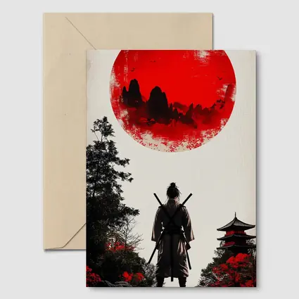 Samurai Warrior Red Sun Japanese Art