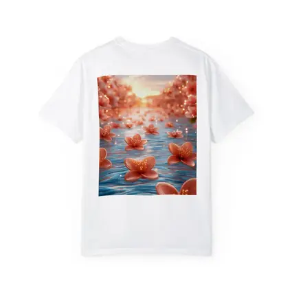 Pink Flowers Floating on Blue Water