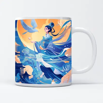Chinese Moon Goddess Flying Blue Fantasy