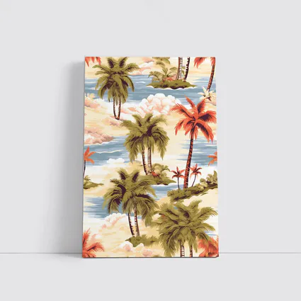 Tropical Palm Trees Island Scene Illustration