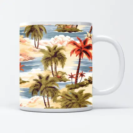 Tropical Palm Trees Island Scene Illustration