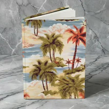 Tropical Palm Trees Island Scene Illustration