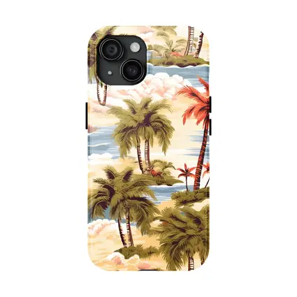 Tropical Palm Trees Island Scene Illustration