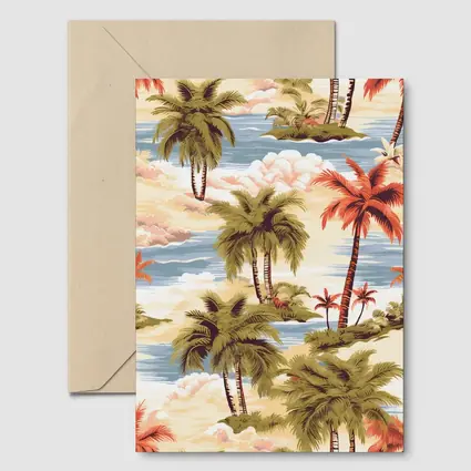 Tropical Palm Trees Island Scene Illustration