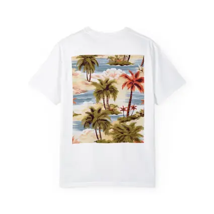 Tropical Palm Trees Island Scene Illustration