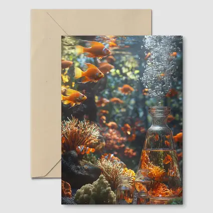 Goldfish Swimming Coral Reef Underwater Scene