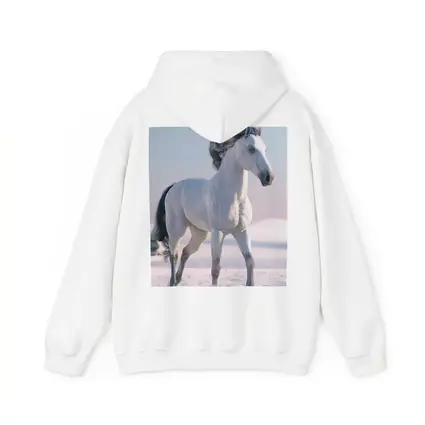 White Horse Running Through Snowy Winter Landscape