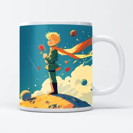 Little Prince Boy Standing On Small Planet