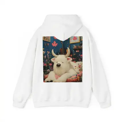 White Goat Sleeping Floral Room Maple Leaves