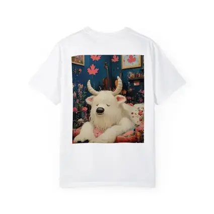 White Goat Sleeping Floral Room Maple Leaves