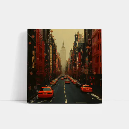 New York City Street Yellow Taxis Empire State