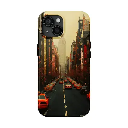 New York City Street Yellow Taxis Empire State
