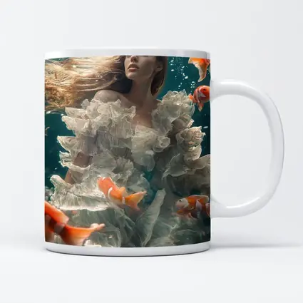 Woman Underwater White Dress Clownfish