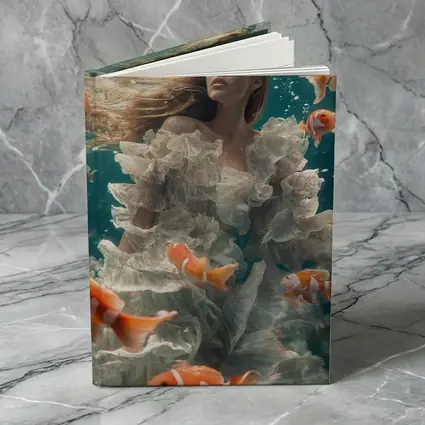 Woman Underwater White Dress Clownfish