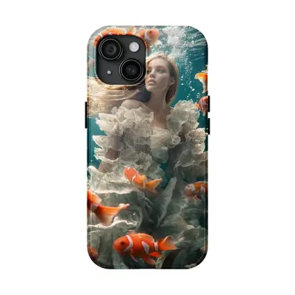 Woman Underwater White Dress Clownfish
