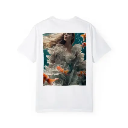Woman Underwater White Dress Clownfish