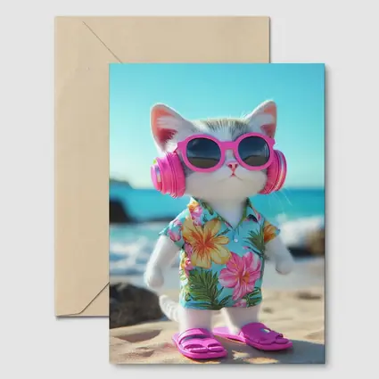 Cool Cat Beach Hawaiian Shirt Summer Vibes