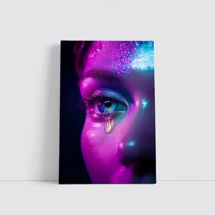 Neon Glitter Eye Tear Dark Background