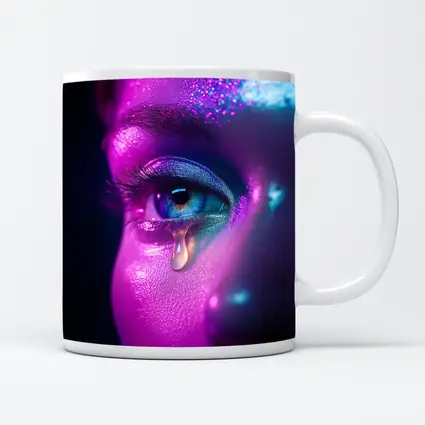 Neon Glitter Eye Tear Dark Background