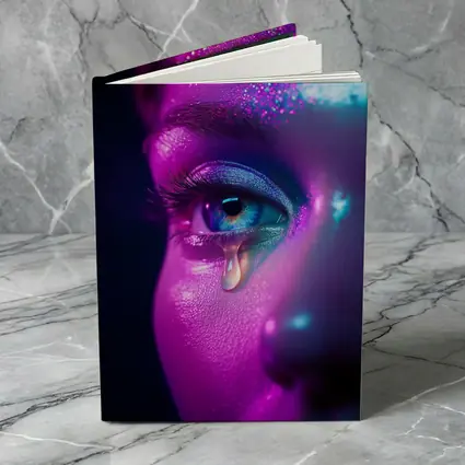Neon Glitter Eye Tear Dark Background