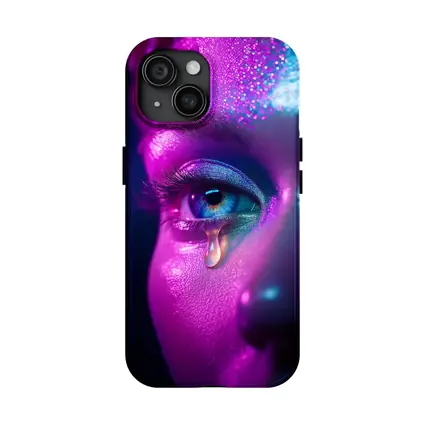 Neon Glitter Eye Tear Dark Background