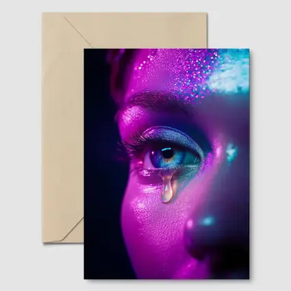 Neon Glitter Eye Tear Dark Background