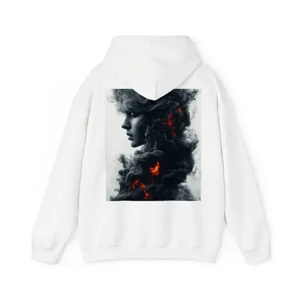 Woman Face Dark Smoke Fire Abstract Art