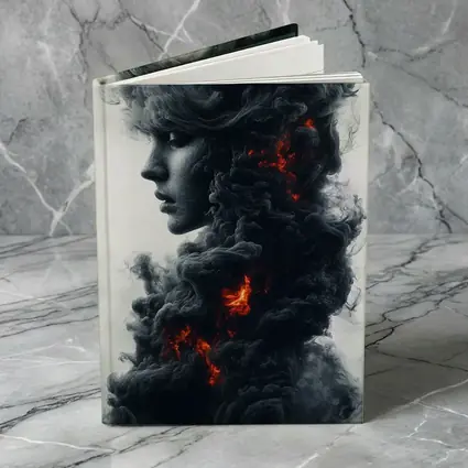 Woman Face Dark Smoke Fire Abstract Art