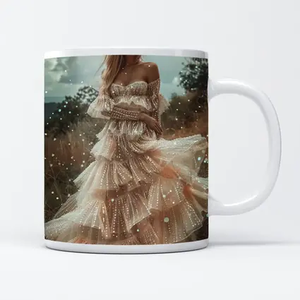 Boho Woman Tiered Tulle Dress Outdoor