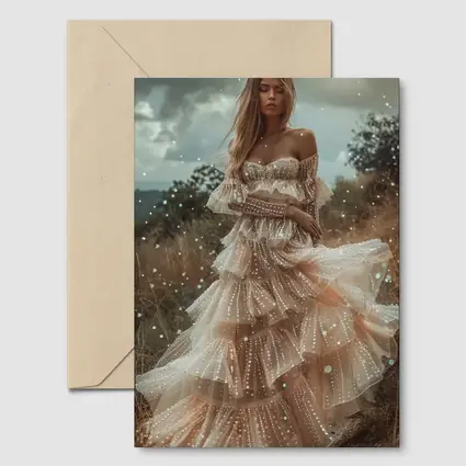 Boho Woman Tiered Tulle Dress Outdoor