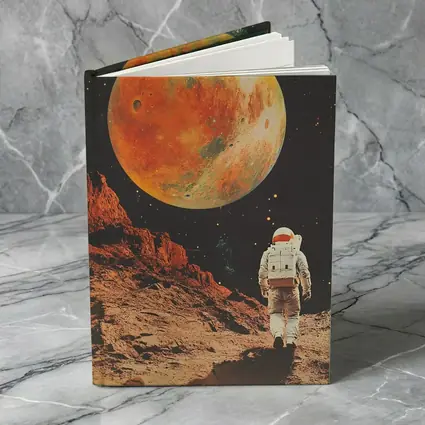 Astronaut Walking On Mars Retro Collage Art