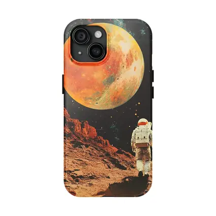Astronaut Walking On Mars Retro Collage Art
