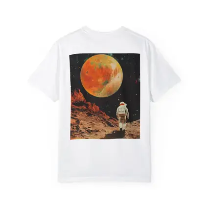 Astronaut Walking On Mars Retro Collage Art
