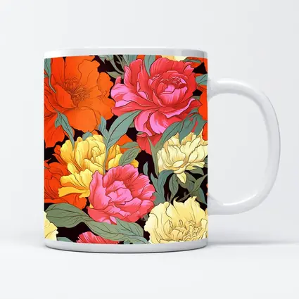 Bold Peony Floral Pattern Dark Background