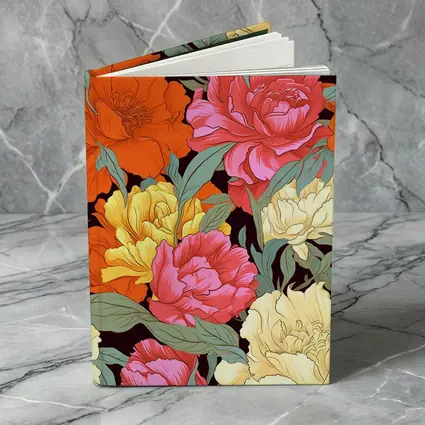 Bold Peony Floral Pattern Dark Background