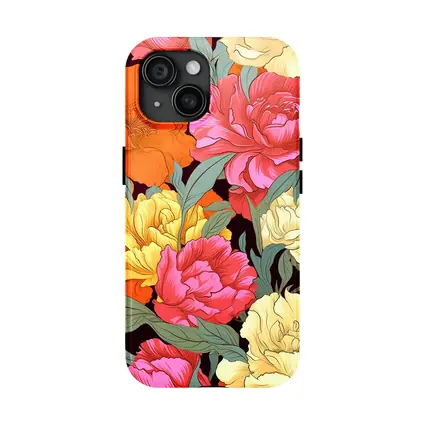 Bold Peony Floral Pattern Dark Background