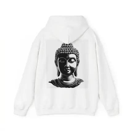Black and White Buddha Head Illustration Art