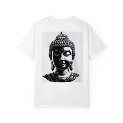 Black and White Buddha Head Illustration Art