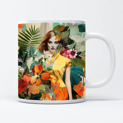 Fashion Woman Tropical Flowers Collage Art