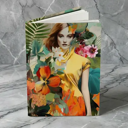 Fashion Woman Tropical Flowers Collage Art