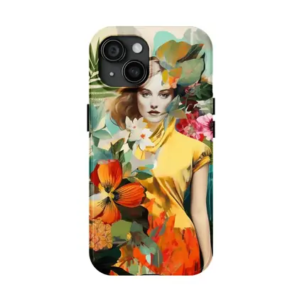 Fashion Woman Tropical Flowers Collage Art