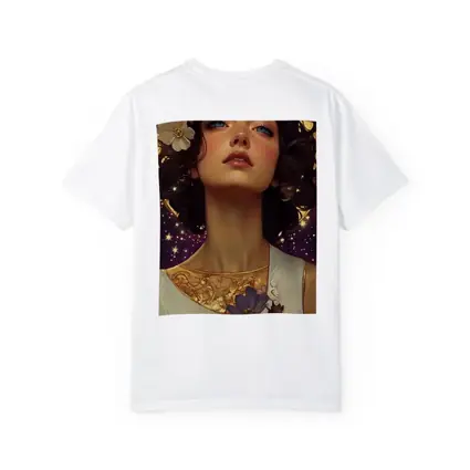 Art Nouveau Woman Gold Floral Starry Night