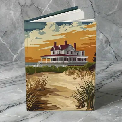Beach House Sand Dunes Golden Sky Art