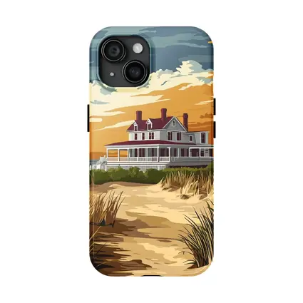 Beach House Sand Dunes Golden Sky Art